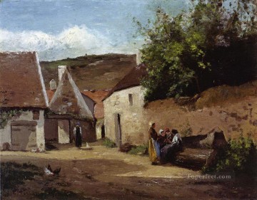 村の隅 1863 年 1 カミーユ ピサロ Oil Paintings